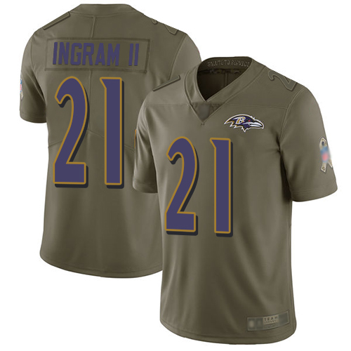 Baltimore Ravens Limited Olive Men Mark Ingram II Jersey NFL Football #21 2017 Salute to Service